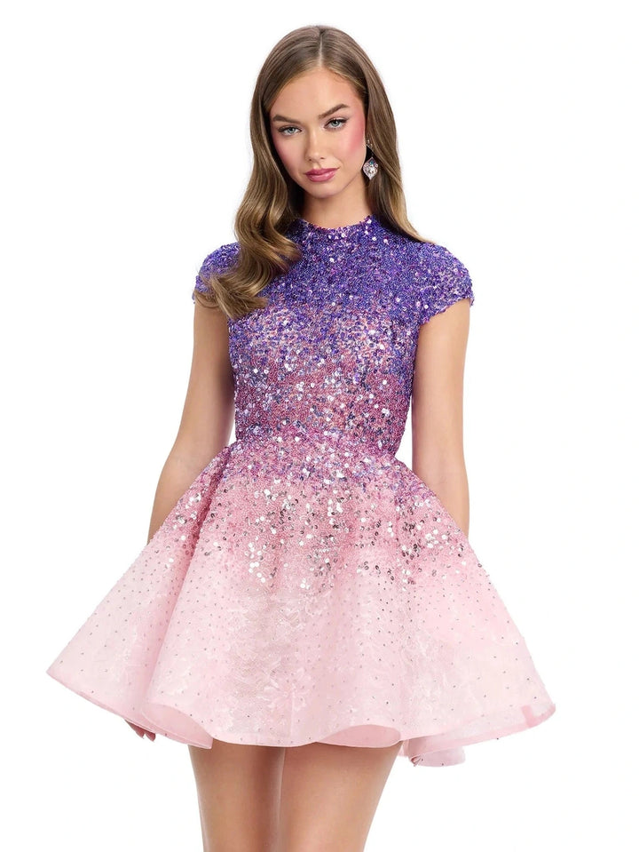 A-Line Cocktail Dress with Ombre Beading
