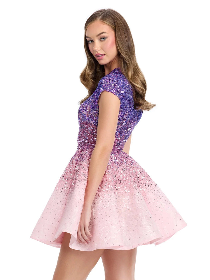 A-Line Cocktail Dress with Ombre Beading