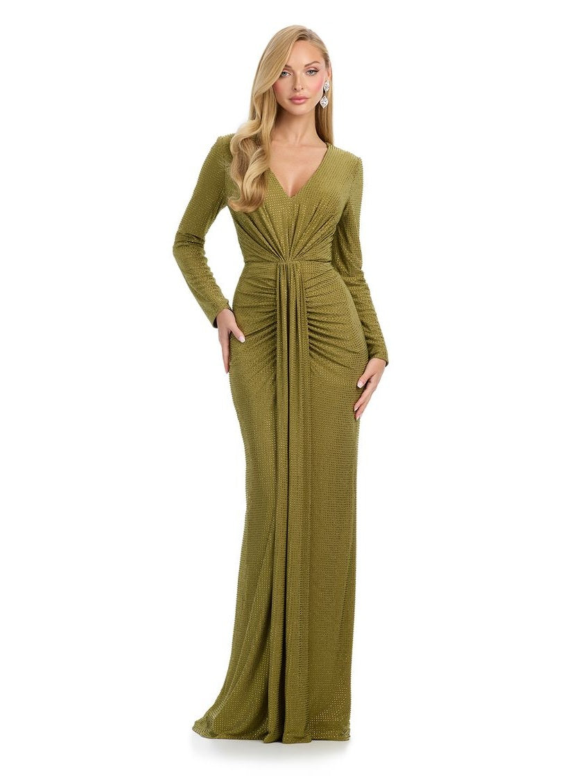 Long Sleeve Gown with V-Neckline