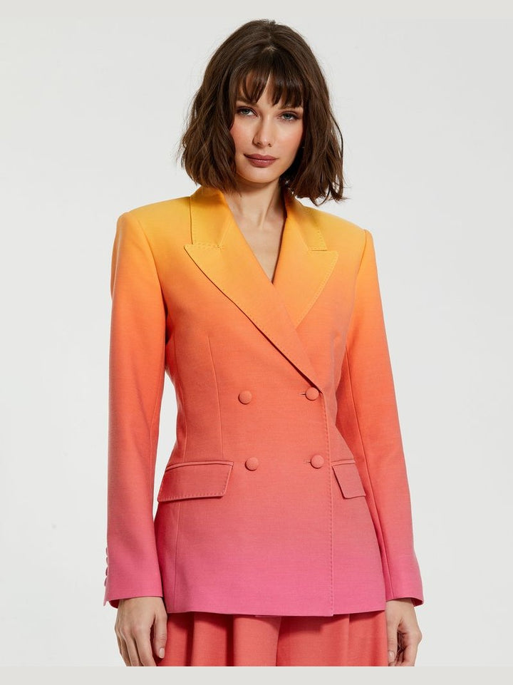 Double Breasted Crepe Ombre Blazer