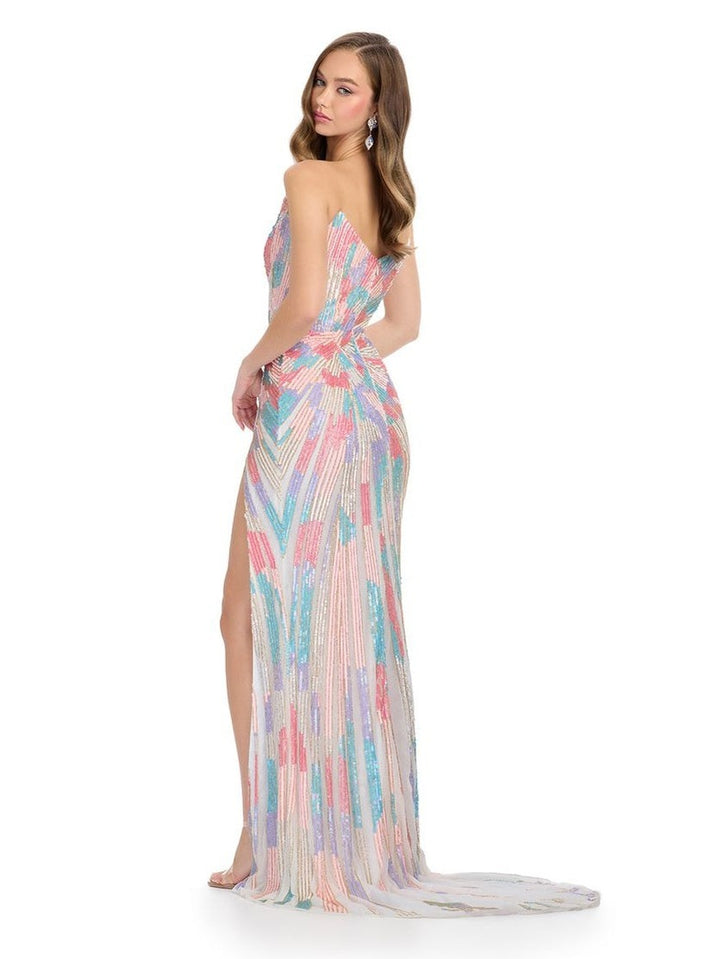 Strapless Fully Beaded Gown with V-Neckline