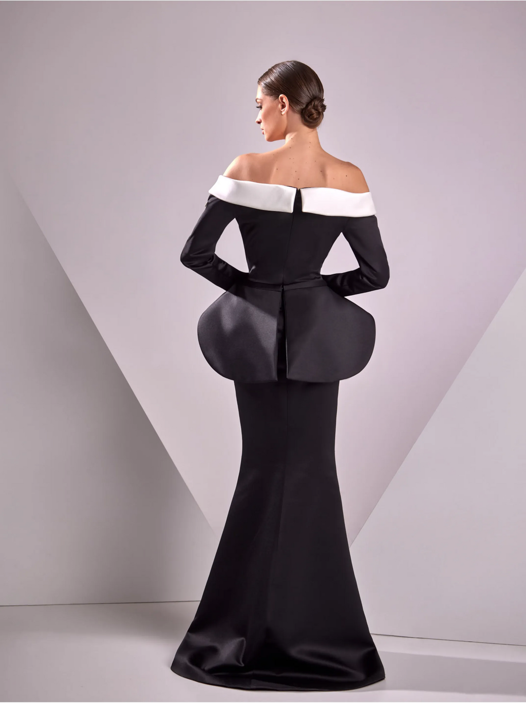 Satin Duchesse Off Shoulder Gown