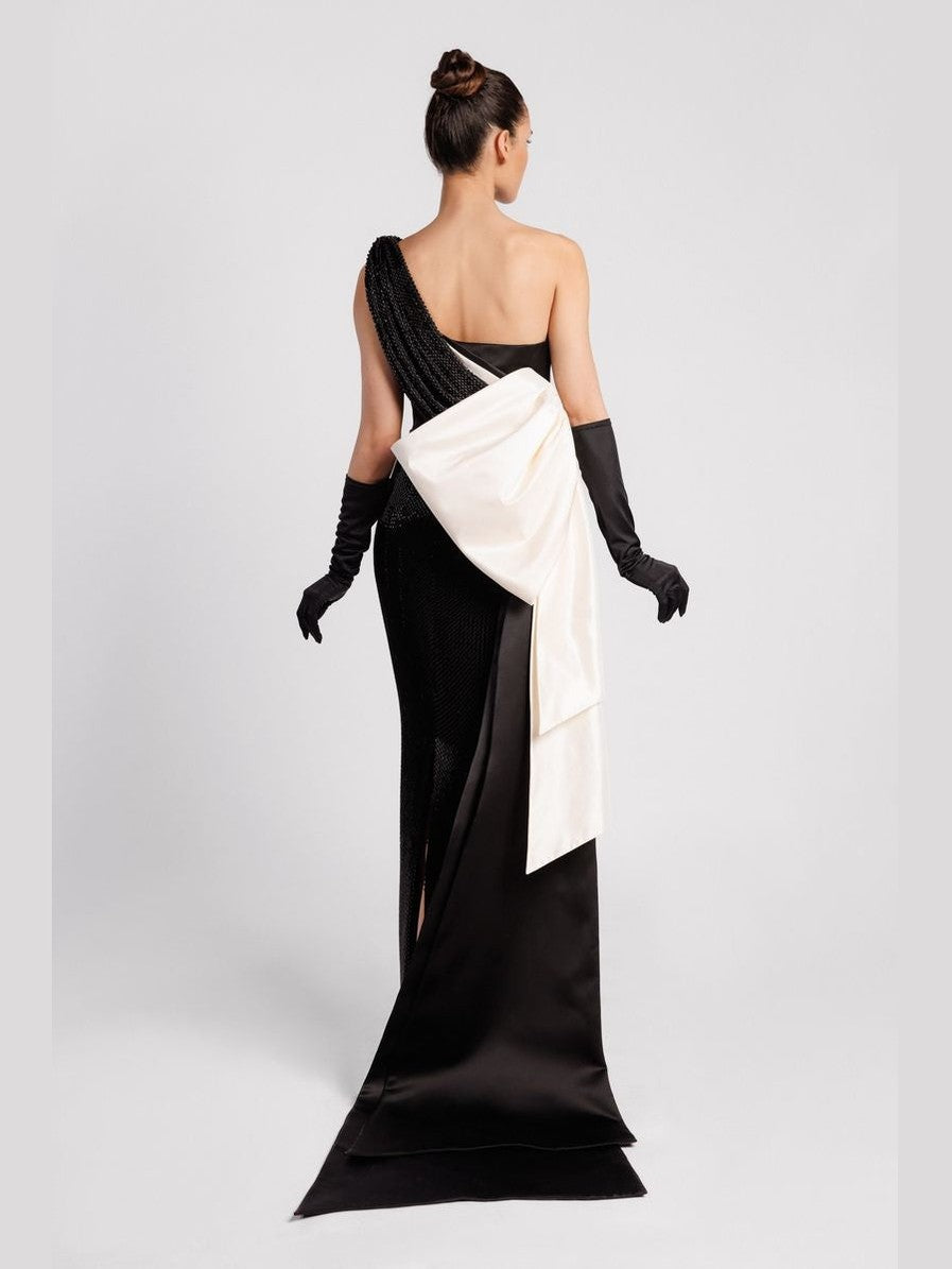 One-Shoulder Evening Dress with Asymmetric Neckline
