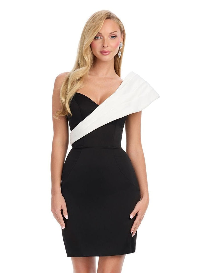 One Shoulder Crepe Cocktail Dress