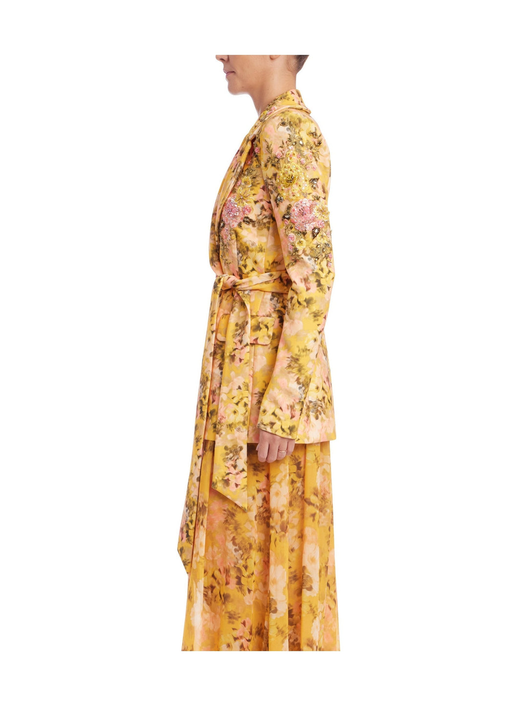 Floral Printed Tie Waist Blazer