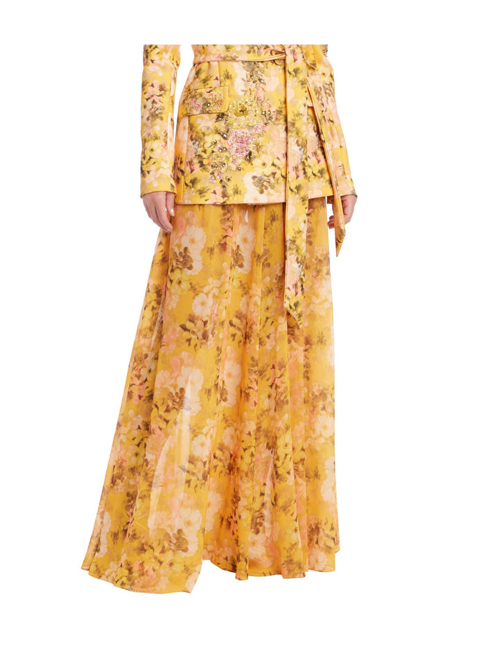 Floral Georgette Wide-Leg Pants