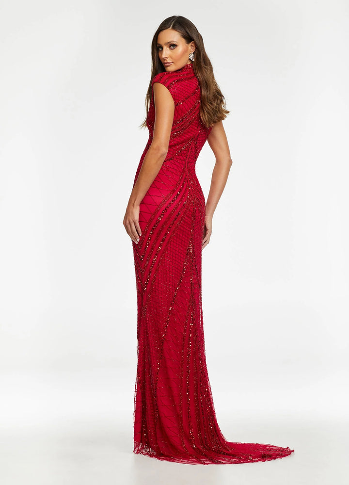 High Neck Fully Beaded Dress