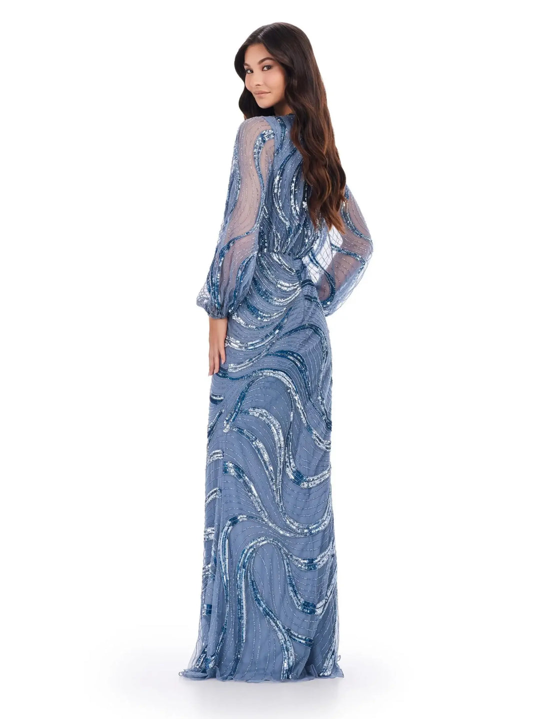 Beaded Gown Balloon Sleeves Gown