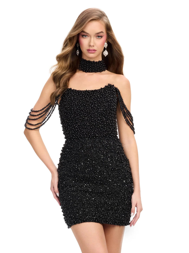 Fully Pearl Beaded Mini Dress