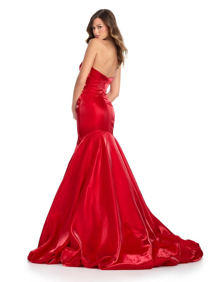 Satin Gown with Back Skirt