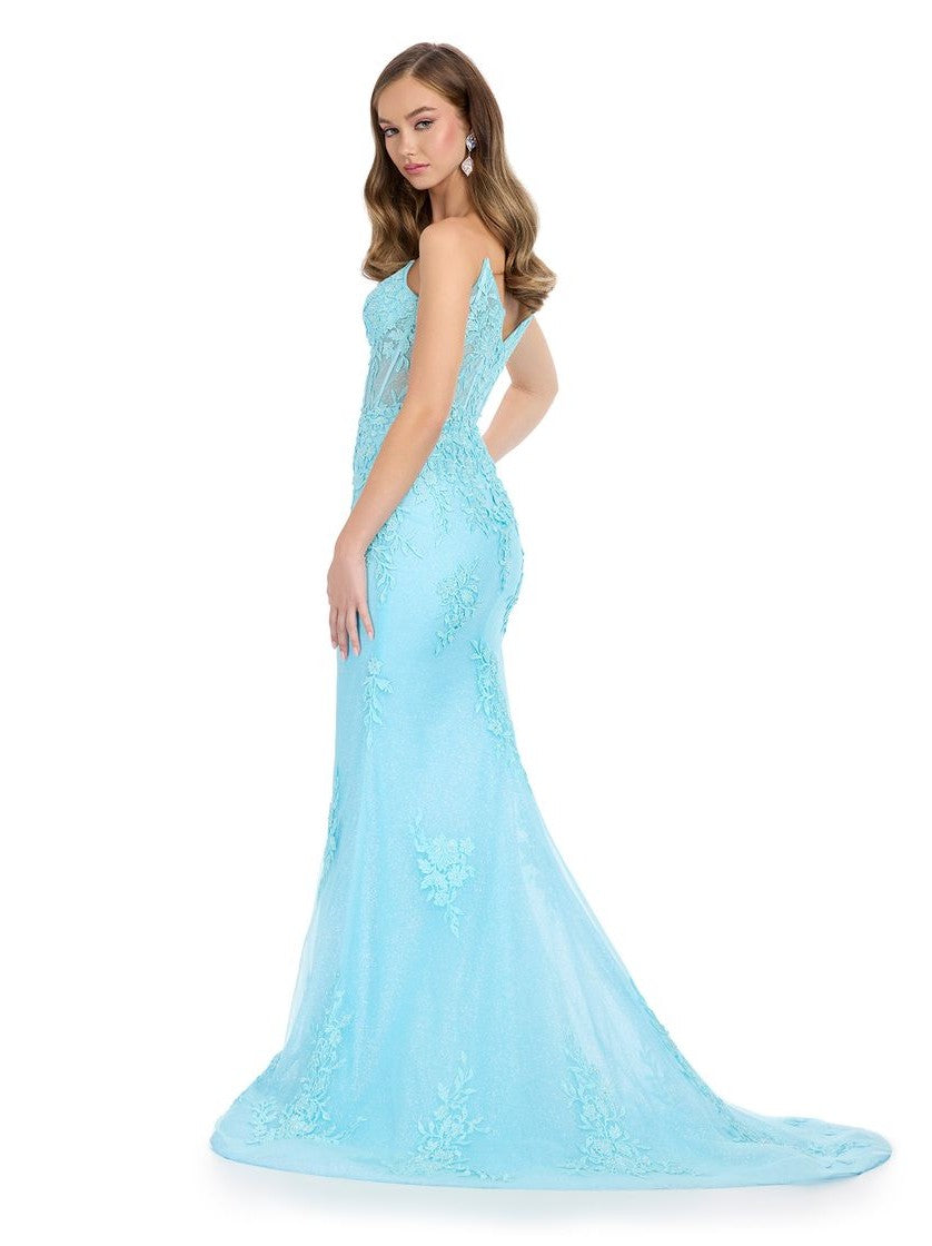 Fitted Strapless Gown with Corset Bustier