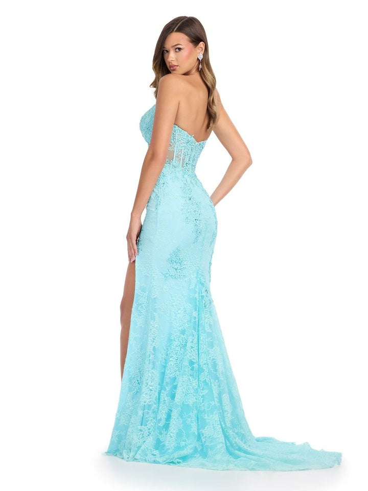 Strapless Gown with Embroidered Applique