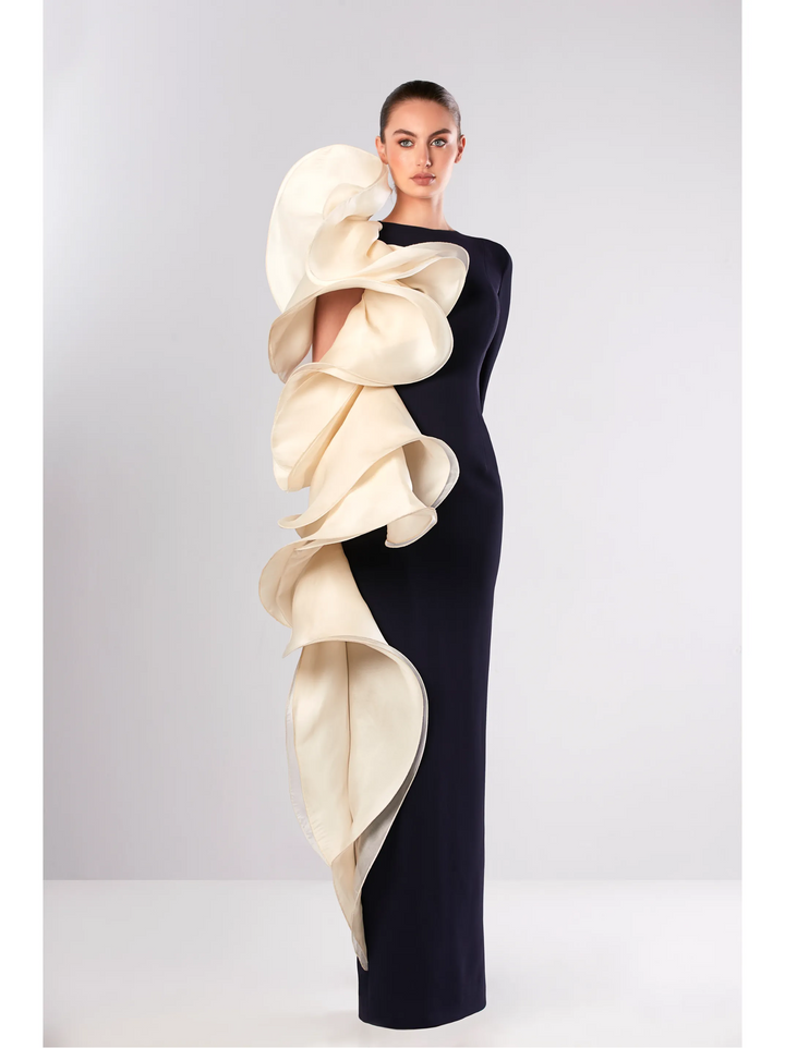Sculpted Organza Crepe Gown