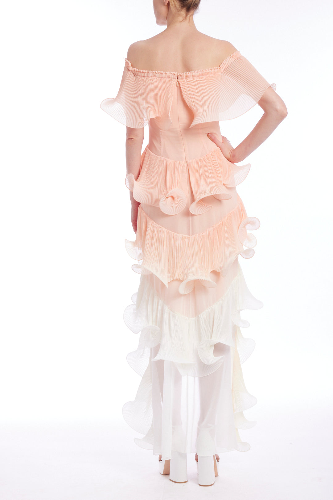 Ombre High Low Ruffle Dress