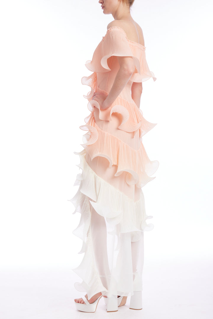 Ombre High Low Ruffle Dress