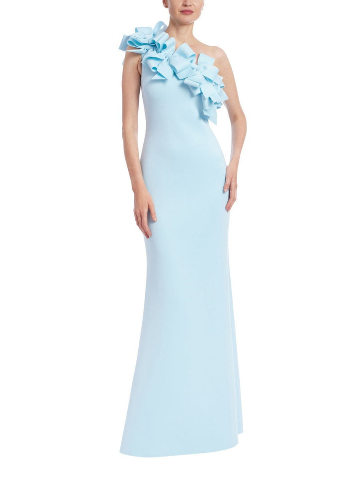 3D Bow One Shoulder Column Gown