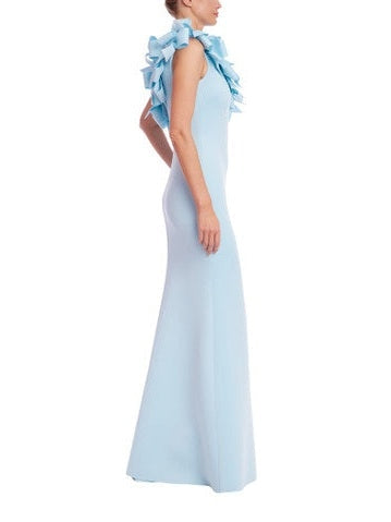 3D Bow One Shoulder Column Gown