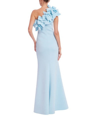 3D Bow One Shoulder Column Gown
