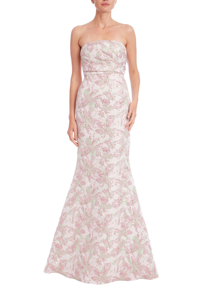 Strapless Floral Jacquard Mermaid Gown