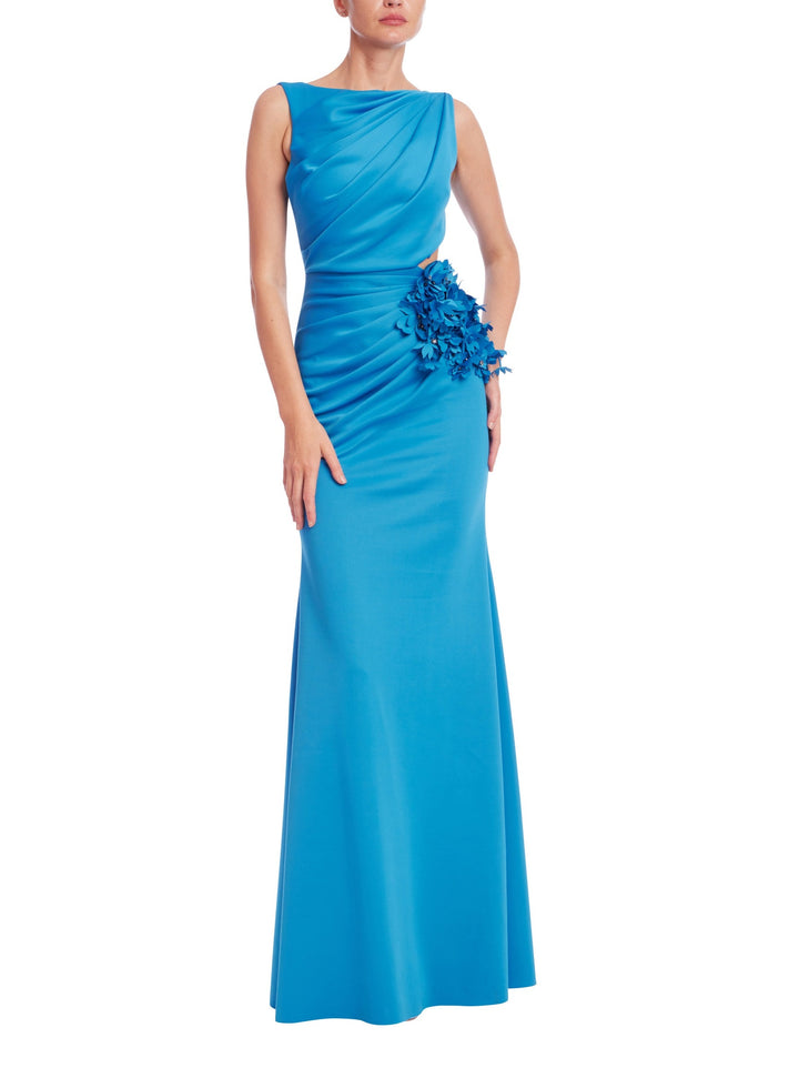 Draped Cutout Column Gown
