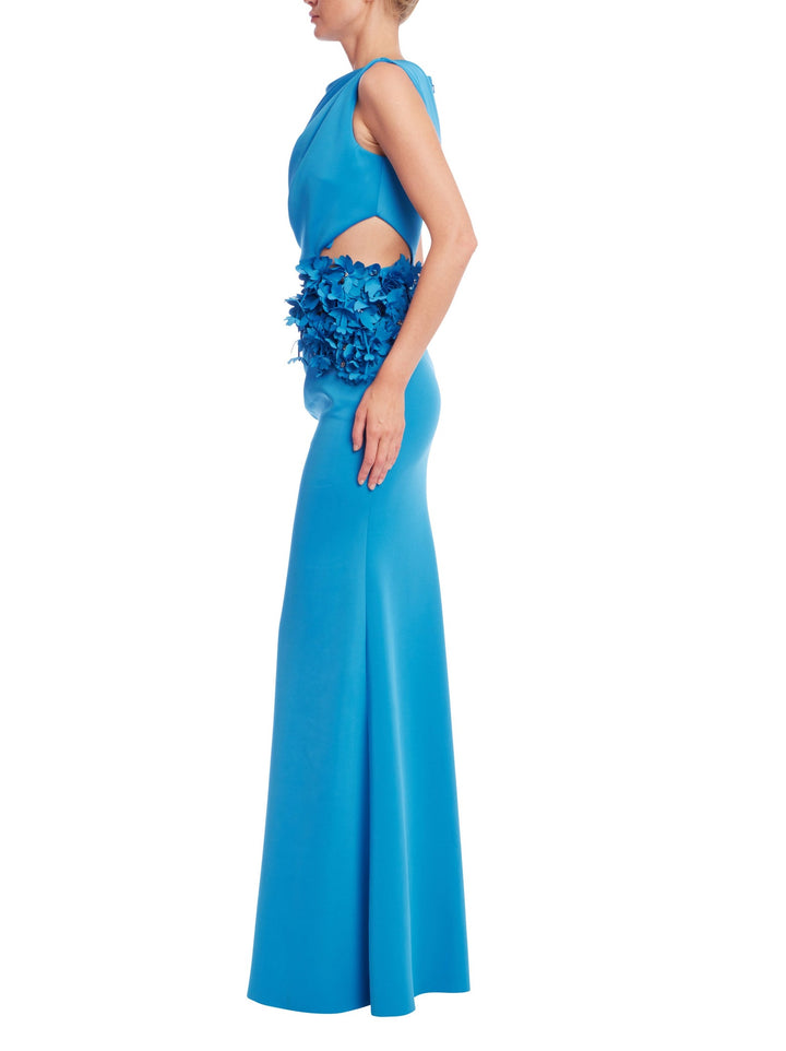 Draped Cutout Column Gown
