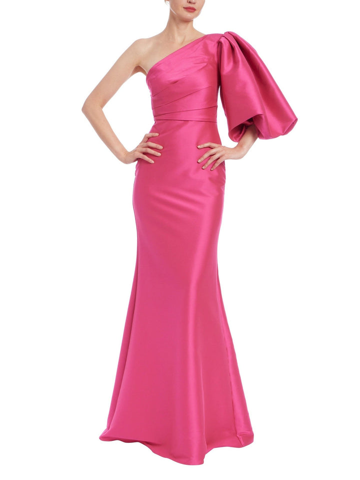 One Shoulder Balloon Sleeve Gown