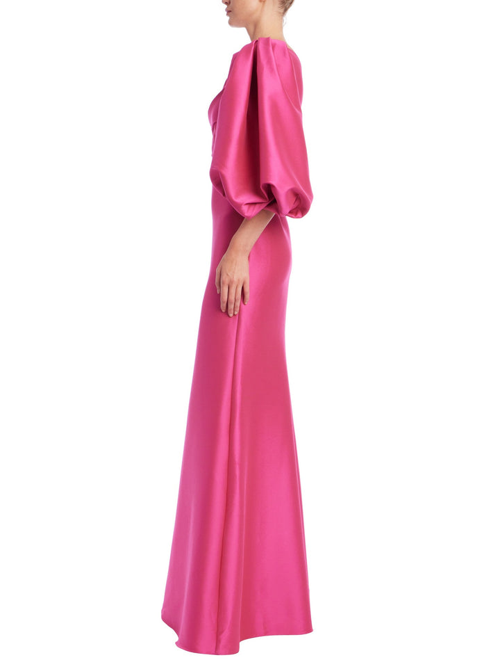 One Shoulder Balloon Sleeve Gown