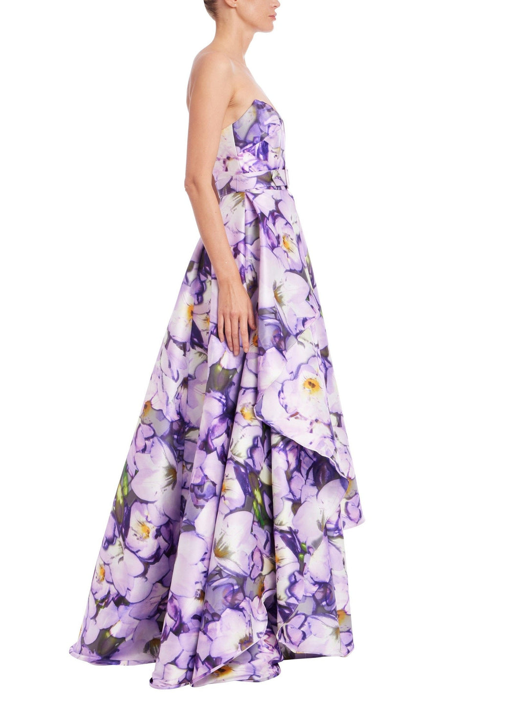 Strapless Belted A-Line Gown