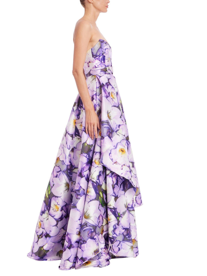 Strapless Belted A-Line Gown
