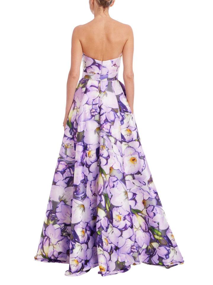 Strapless Belted A-Line Gown