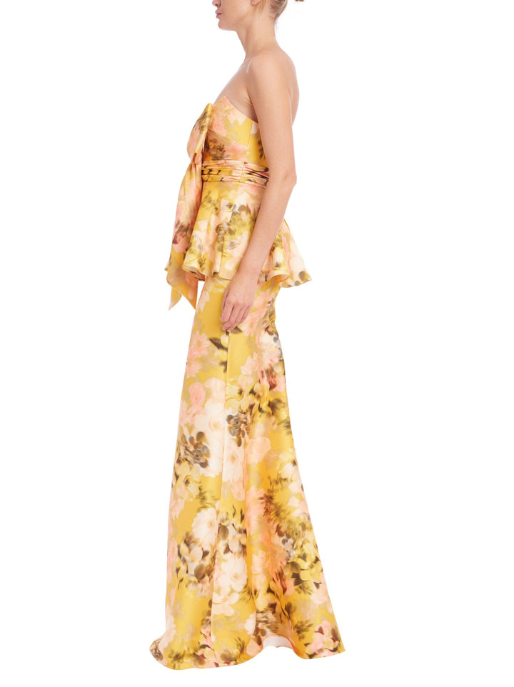 Bow Peplum Printed Gown