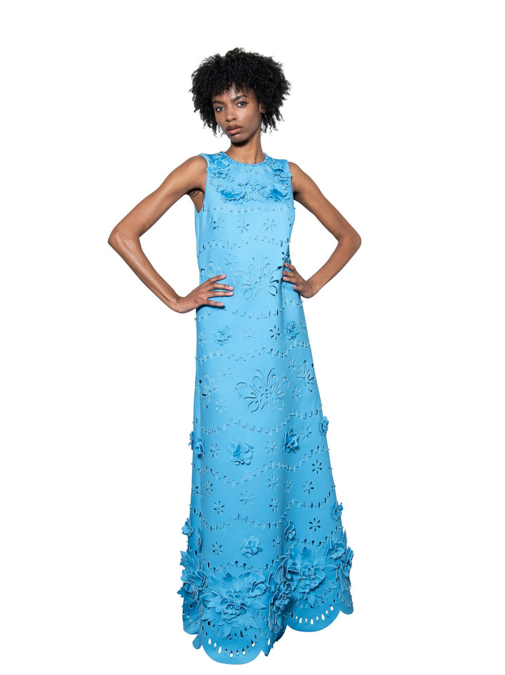 Laser Cut Flower Trapeze Dress