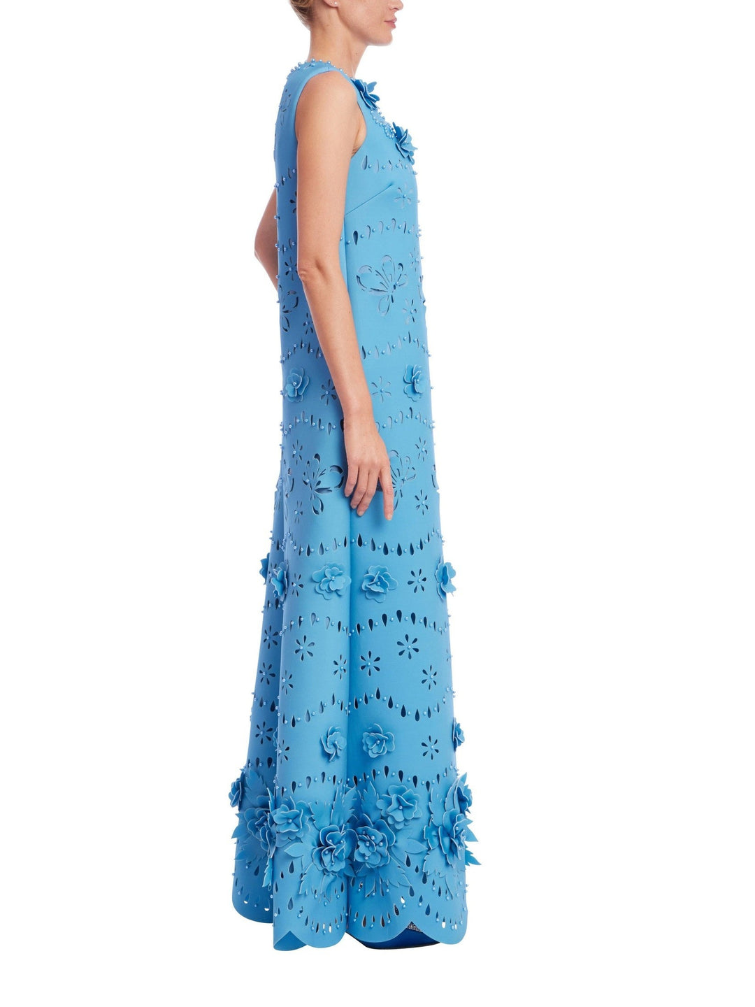 Laser Cut Flower Trapeze Dress