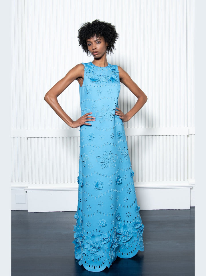Laser Cut Flower Trapeze Dress