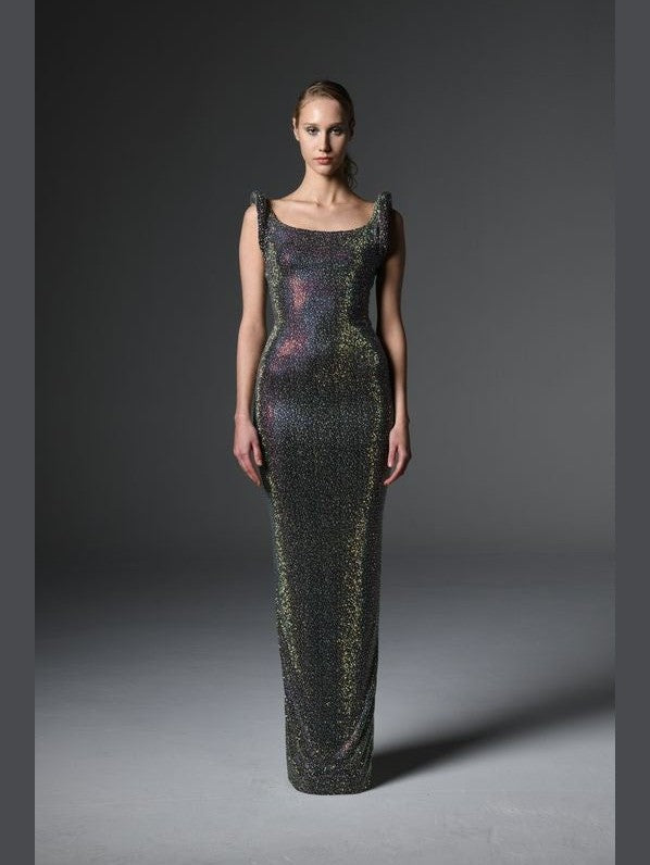 Sleeveless Crystal Studded Dress