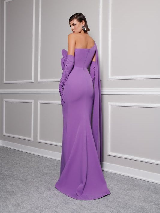Rosette Detail One Shoulder Gown