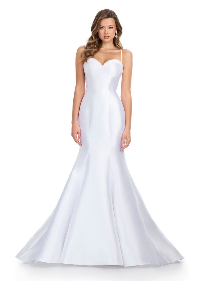 Fitted Mikado Gown with Spaghetti Straps