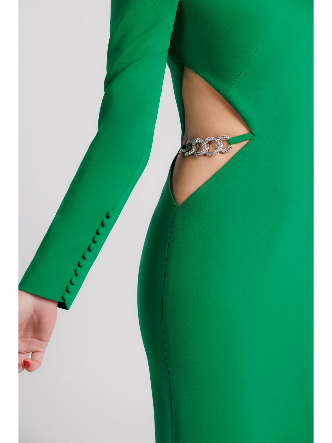 Mermaid Evening Dress with Crystal and Chain Embellishments