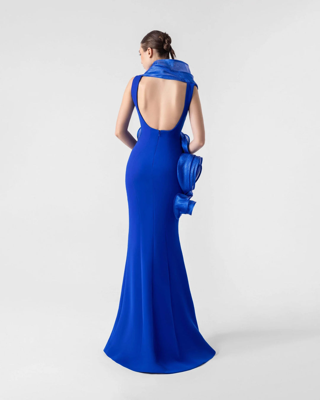 Halter-Neck, Low Back Royal Blue Mermaid Gown