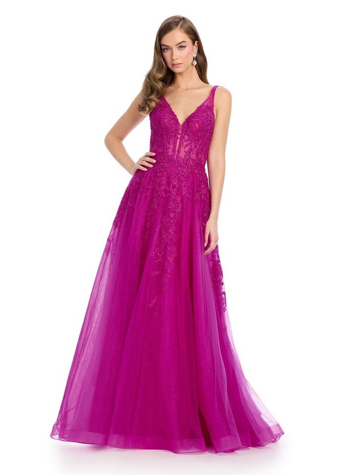 Tulle Ball Gown with Emboridered Applique