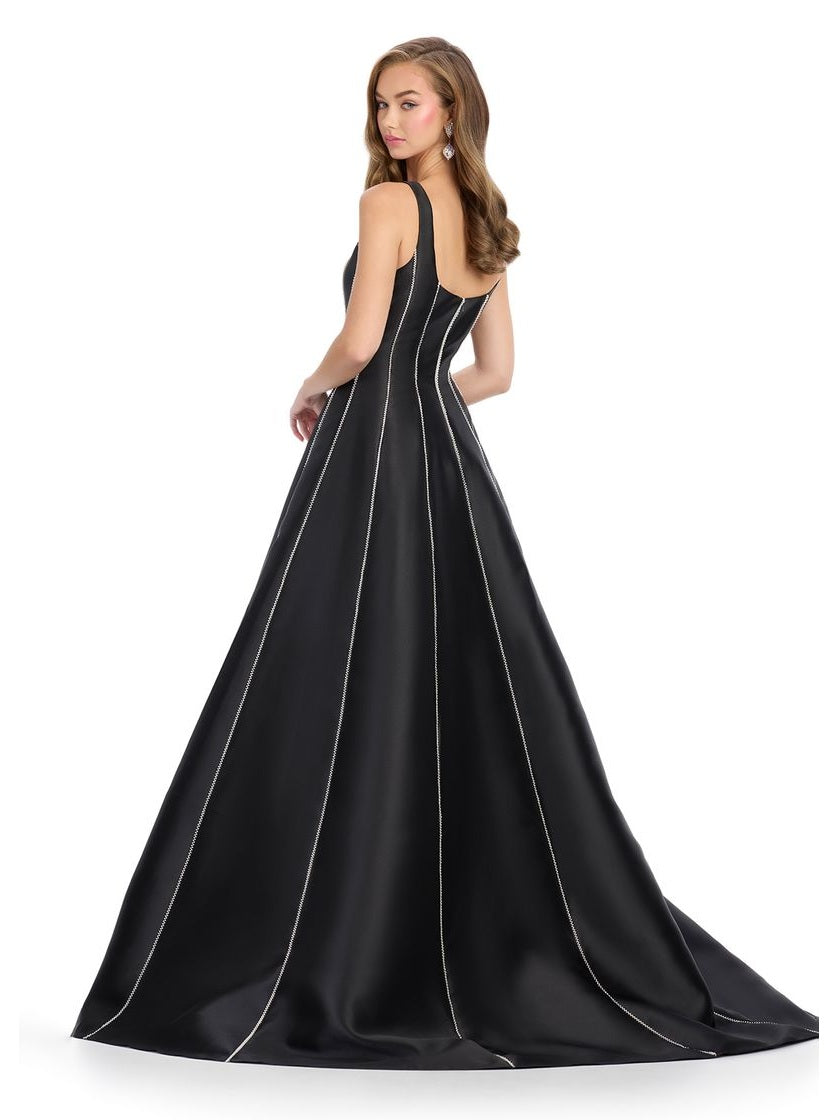 Mikado Ball Gown with Pearl Trim