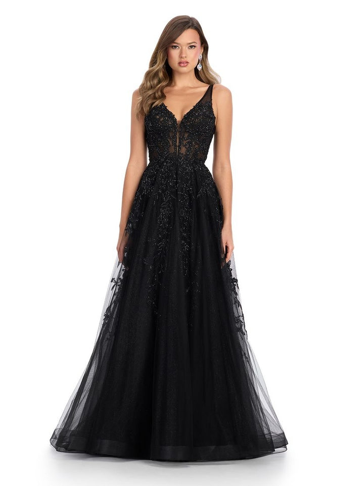 Tulle Ball Gown with Emboridered Applique