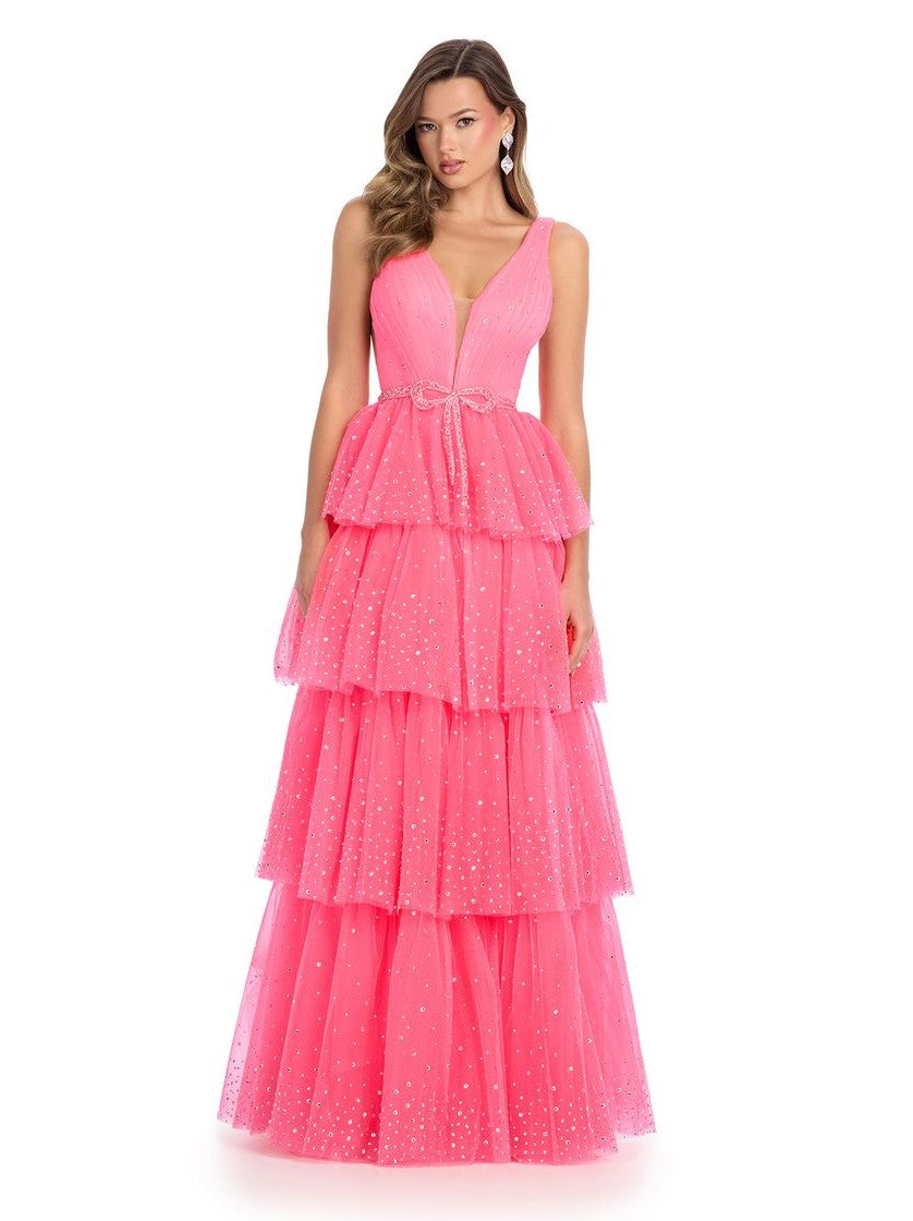 A-Line Tulle Gown with Press On Stones