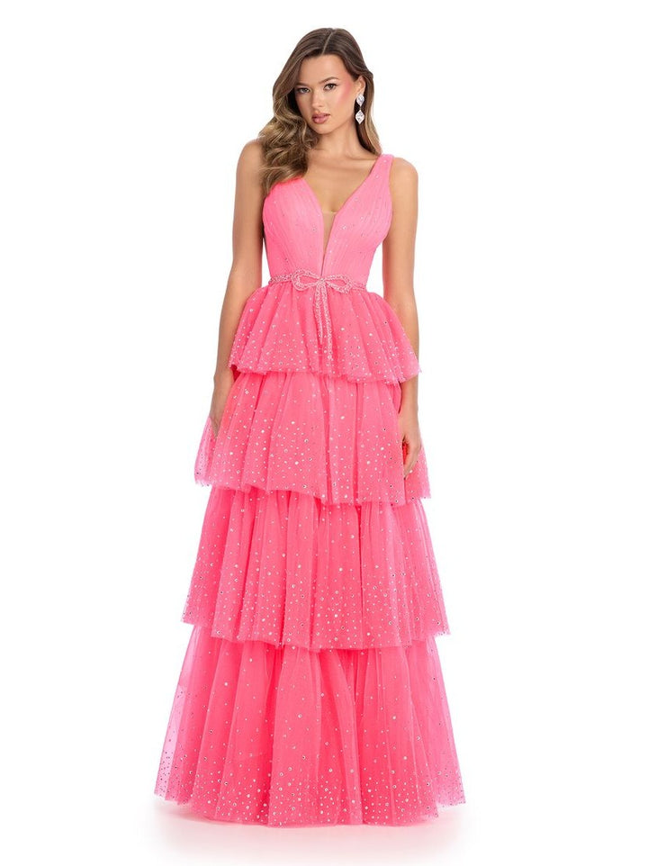 A-Line Tulle Gown with Press On Stones