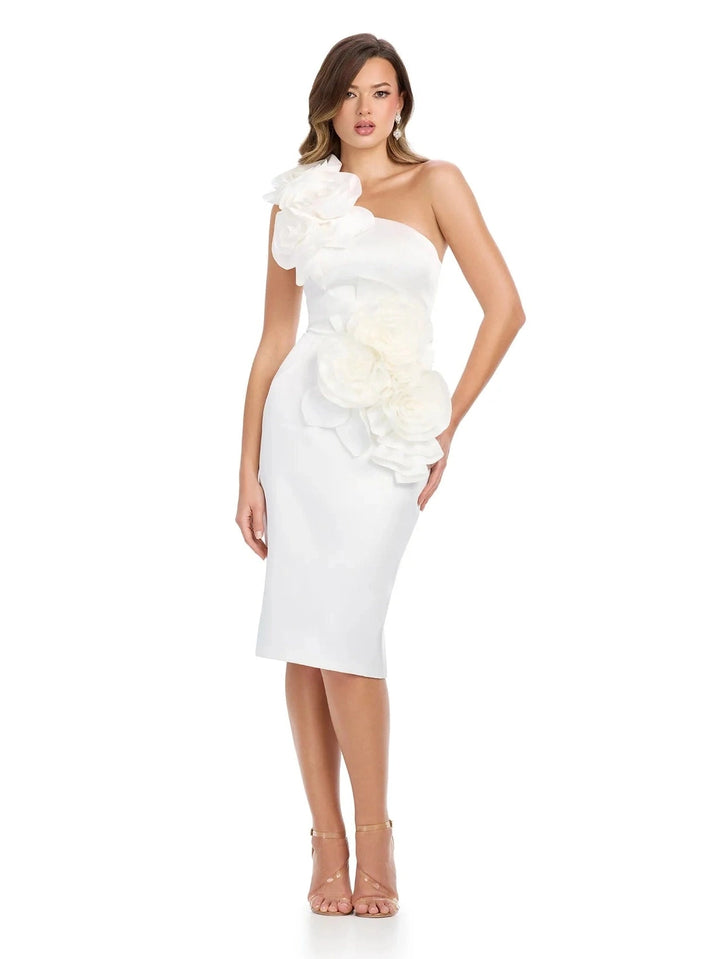 Cocktail Dress with Asymmetrical Floral Details