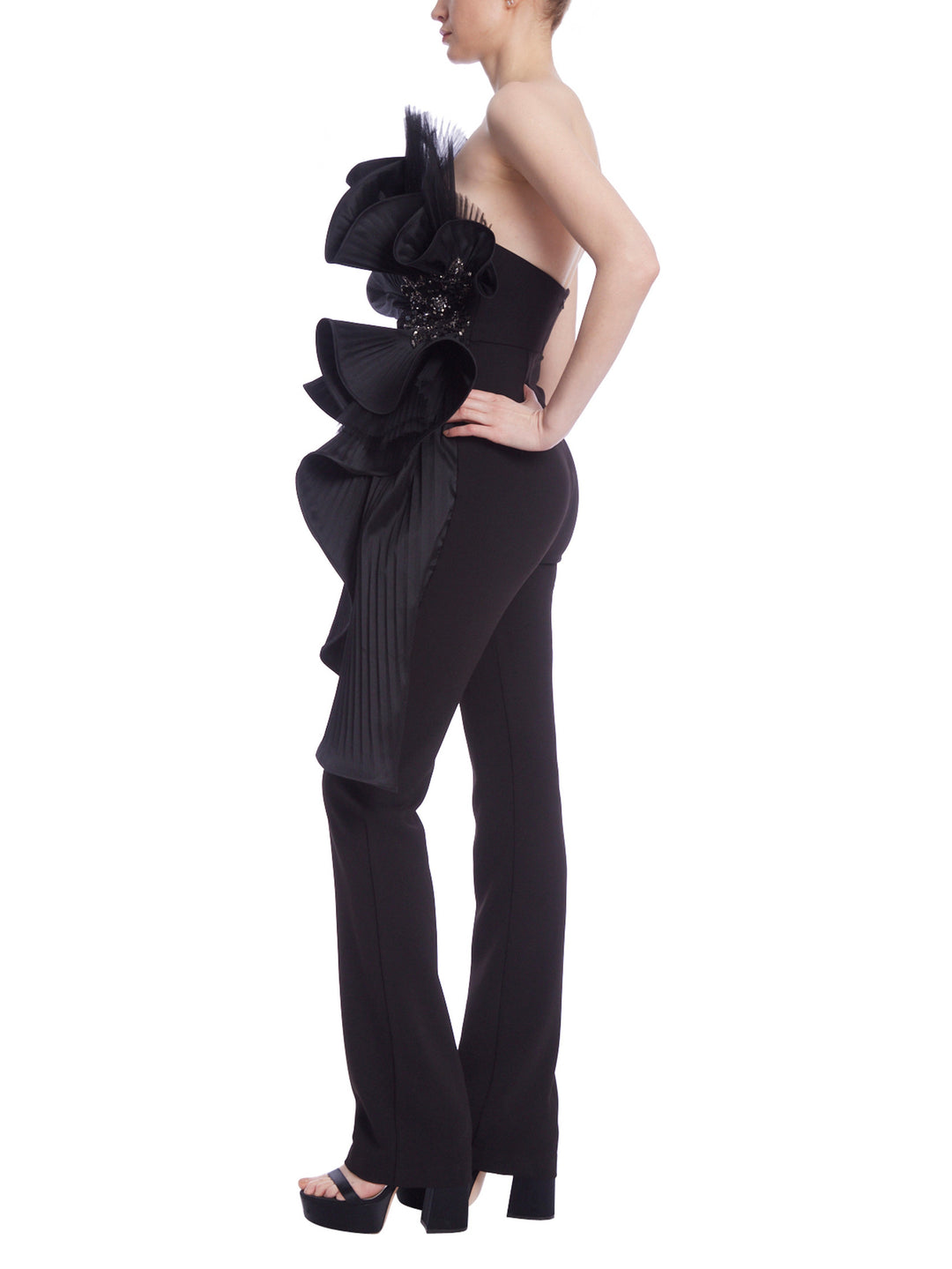 Sculptural Strapless Fitted Jumpsuit