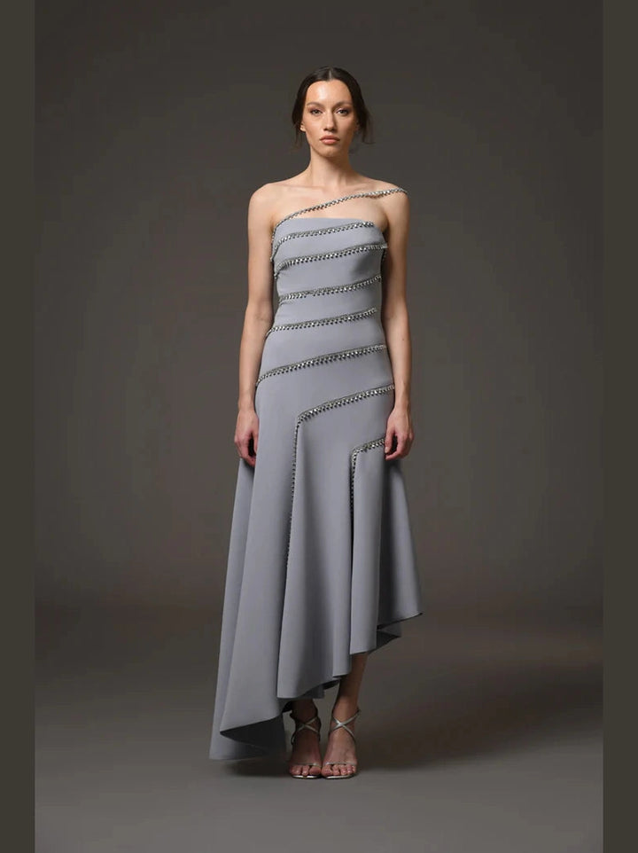 Grey Crepe Dress
