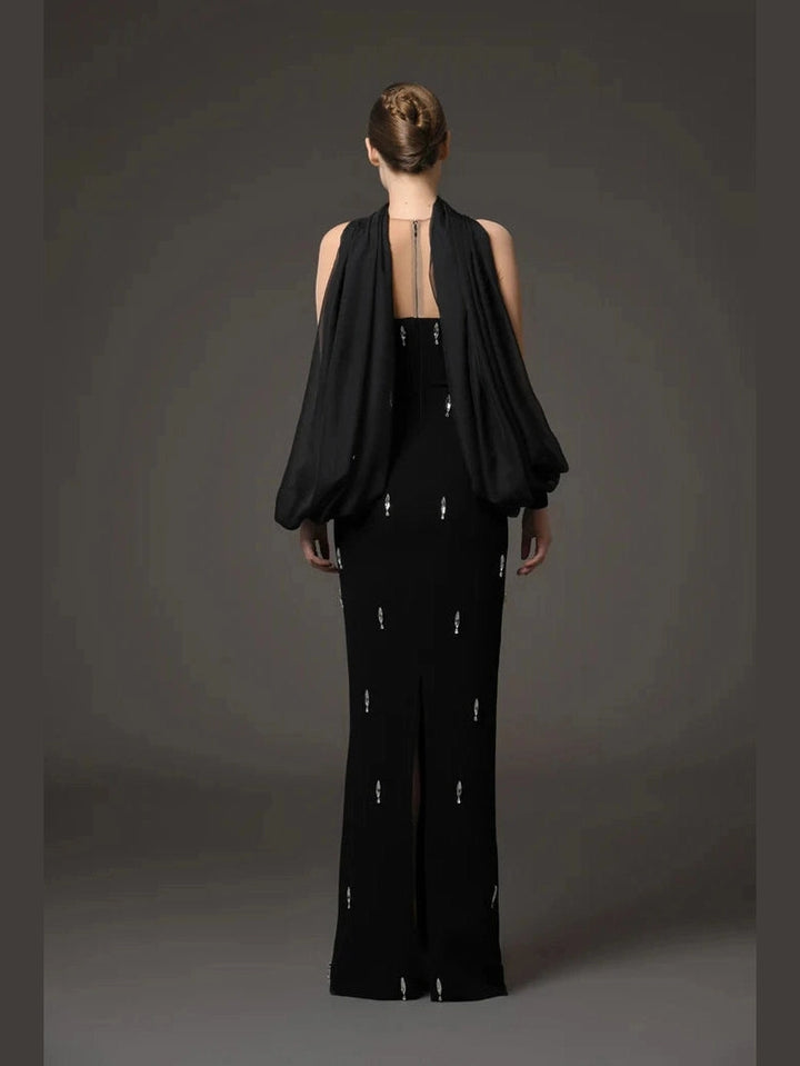 Chiffon and Tulle Embroidered Dress