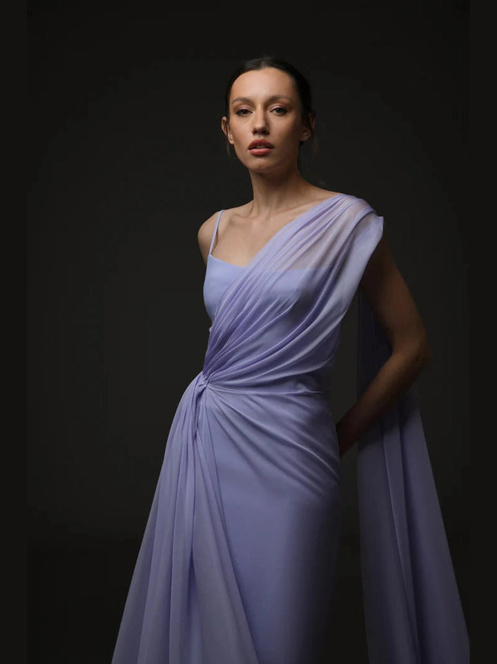 Lilac Chiffon Enbroidered Dress