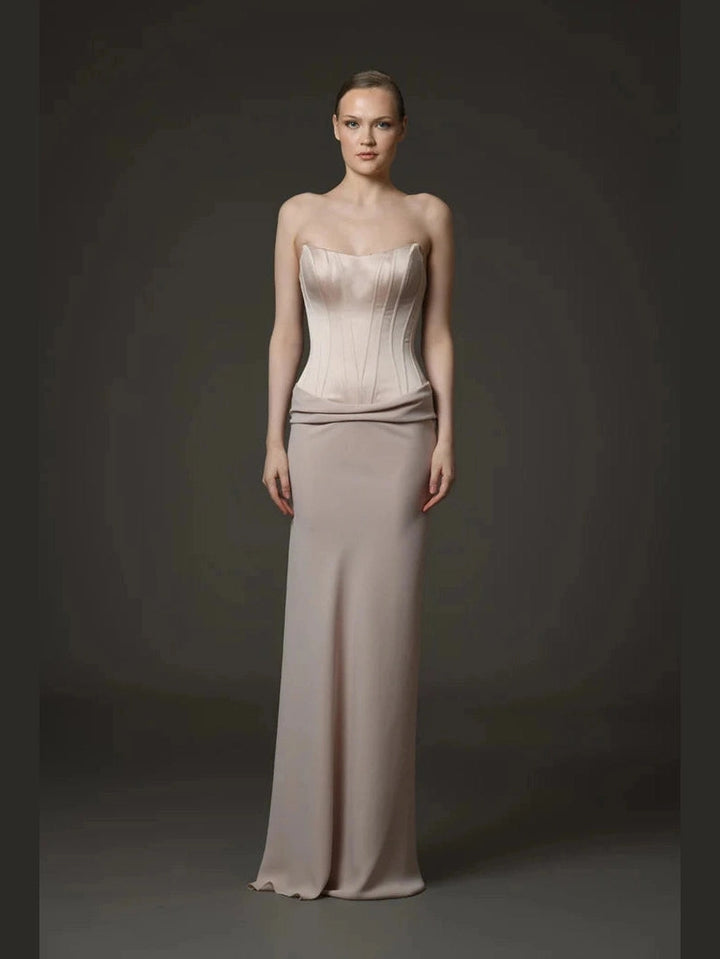 Nude Corset Drapped Dress